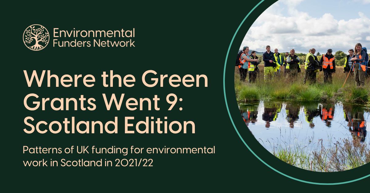 New analysis of Scottish green grants 🚨🎉

Today we launch a very special snapshot into environmental giving in Scotland from 2021/22, Where the Green Grants Went 9: Scotland Edition 🌱🏴󠁧󠁢󠁳󠁣󠁴󠁿

Read now: greenfunders.org/resources/wher…