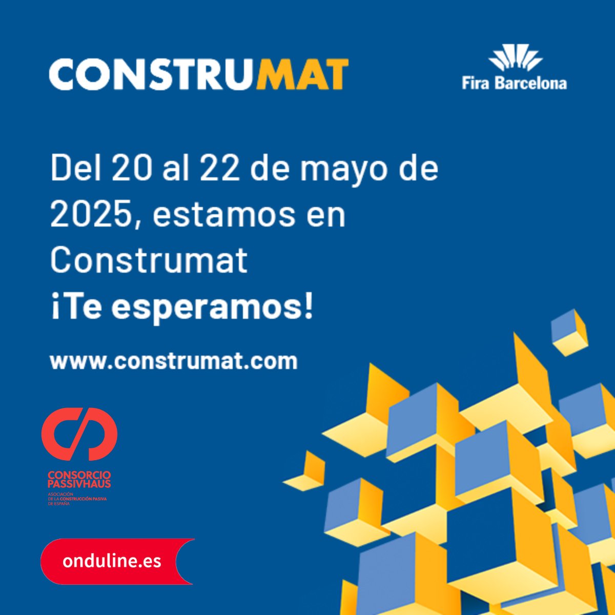 Onduline_Spain's tweet photo. ⭕ ¡Un año más volvemos a #Construmat25 , encuéntranos en el Stand del #ConsorcioPassvihaus (C158)!
¡Nos vemos en #Barcelona!
#Onduline https://t.co/qqzgb12Pvp