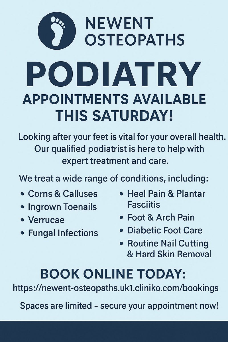 newentosteopath's tweet photo. Appointments available this Saturday!! https://t.co/VqNUKB3KwQ