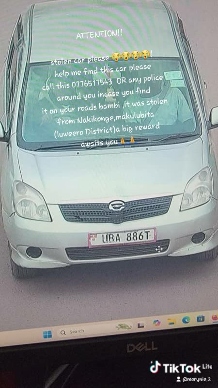 EdrineMoreen's tweet photo. @PoliceUg @mkituuma @SpireJim @AKasingye please help us find our stolen car😭😭😭😭😭😭it was stolen in areas of Nakikonge village,makulubita subcounty in luweero District. https://t.co/pfeTuWhTis