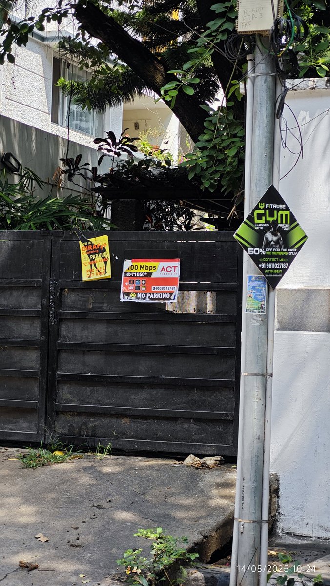 poonams65's tweet photo. Wow @ACTFibernet,
Who needs permission when you’ve got audacity?
Thanks for turning Bangalore’s lamp posts and private gates into your personal ad gallery.
Illegal? Yes. Ugly? Absolutely.
Marketing genius? Not quite.
#ACTPleaseAct @BBMPCOMM
@BBMPofficial
@TimesAlgebraIND https://t.co/Q8F8chYp5s