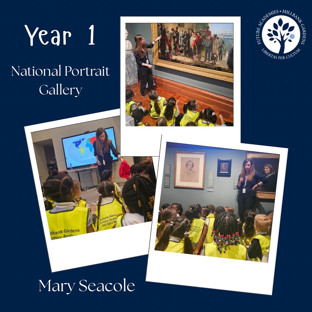 Year 1 stepped back in time at the National Portrait Gallery!
They became history detectives, exploring the amazing life of Mary Seacole. Inspired by her portrait, they reflected on how they’d like to be remembered—bringing history to life through art!