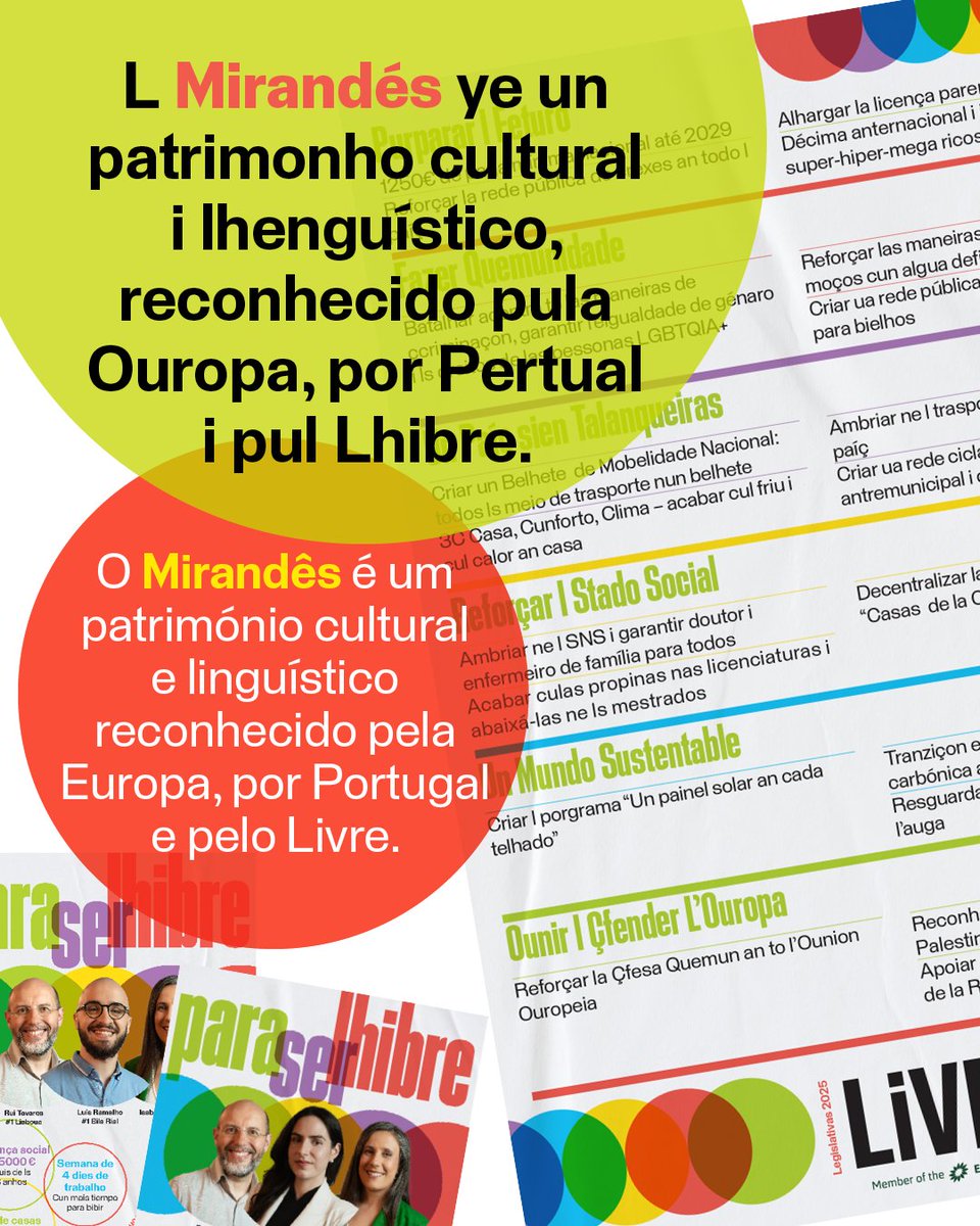 Portugal é feito de muitas vozes. O Mirandês é uma delas e, no LIVRE, queremos que continue a ser ouvido. Defendemos todas as línguas que fazem parte de quem somos! 💚

#PartidoLivre #Legislativas2025 #AAlternativaÉSerLivre
