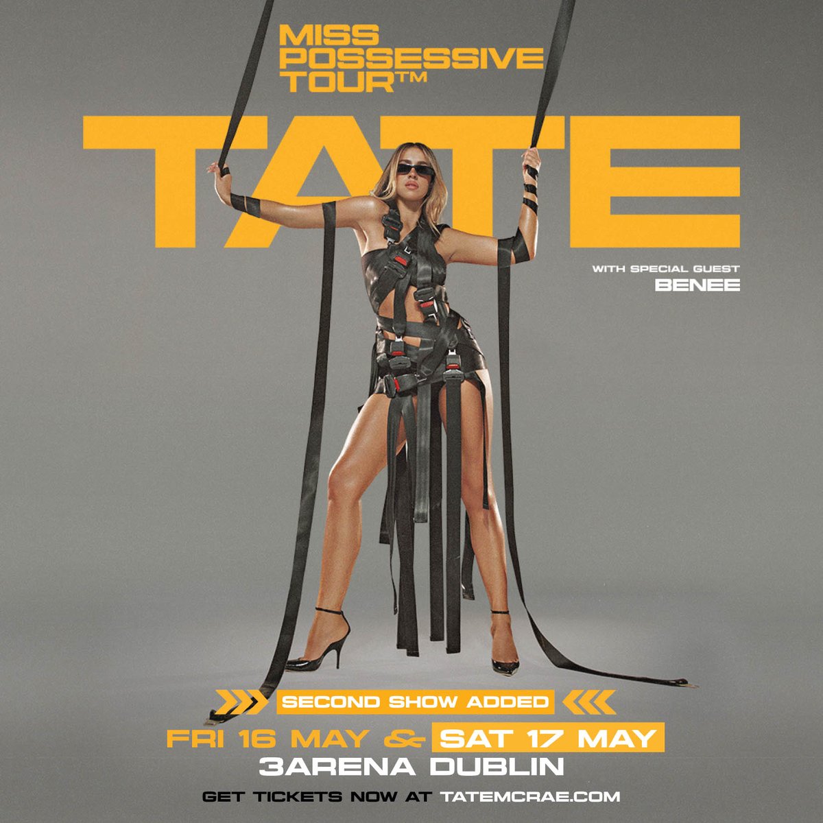 #NextUp | Tate McRae brings her Miss Possessive Tour to #3Arena on Friday, 16 and Saturday, 17 May 2025.

6:30pm - Doors
7:30pm - Show starts
*Times are subject to change

Please note:
💳 3Arena is a fully cashless venue
👜 Maximum bag size limit is 40cm x 40cm x 20cm