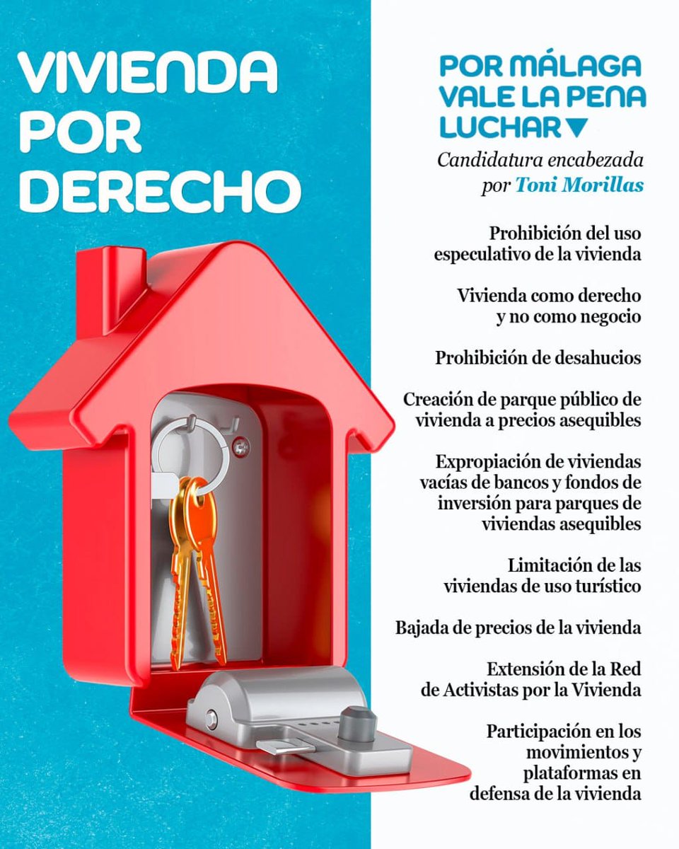 Silvia Moreno 🔻🇵🇸♀️ (@silviamorenop) on Twitter photo Que la vivienda es un derecho y debe dejar de tratarse como un bien de mercado sujeto a intereses especulativos es algo que en IU tenemos más que claro. Con <a href="/antoniamorillas/">Toni Morillas</a> al frente de <a href="/IUMalaga/">IU Málaga🔻</a> , además, tenemos propuestas concretas.
#PorMálagaValeLaPenaLuchar Que la vivienda es un derecho y debe dejar de tratarse como un bien de mercado sujeto a intereses especulativos es algo que en IU tenemos más que claro. Con <a href="/antoniamorillas/">Toni Morillas</a> al frente de <a href="/IUMalaga/">IU Málaga🔻</a> , además, tenemos propuestas concretas.
#PorMálagaValeLaPenaLuchar