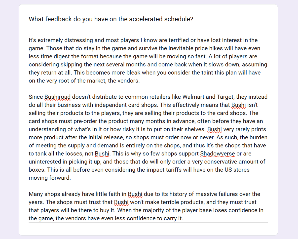 Here is an expansion on what I'm talking about, and why Shadowverse Evolve (and by extension Bushiroad games in general) struggle to grow in the west