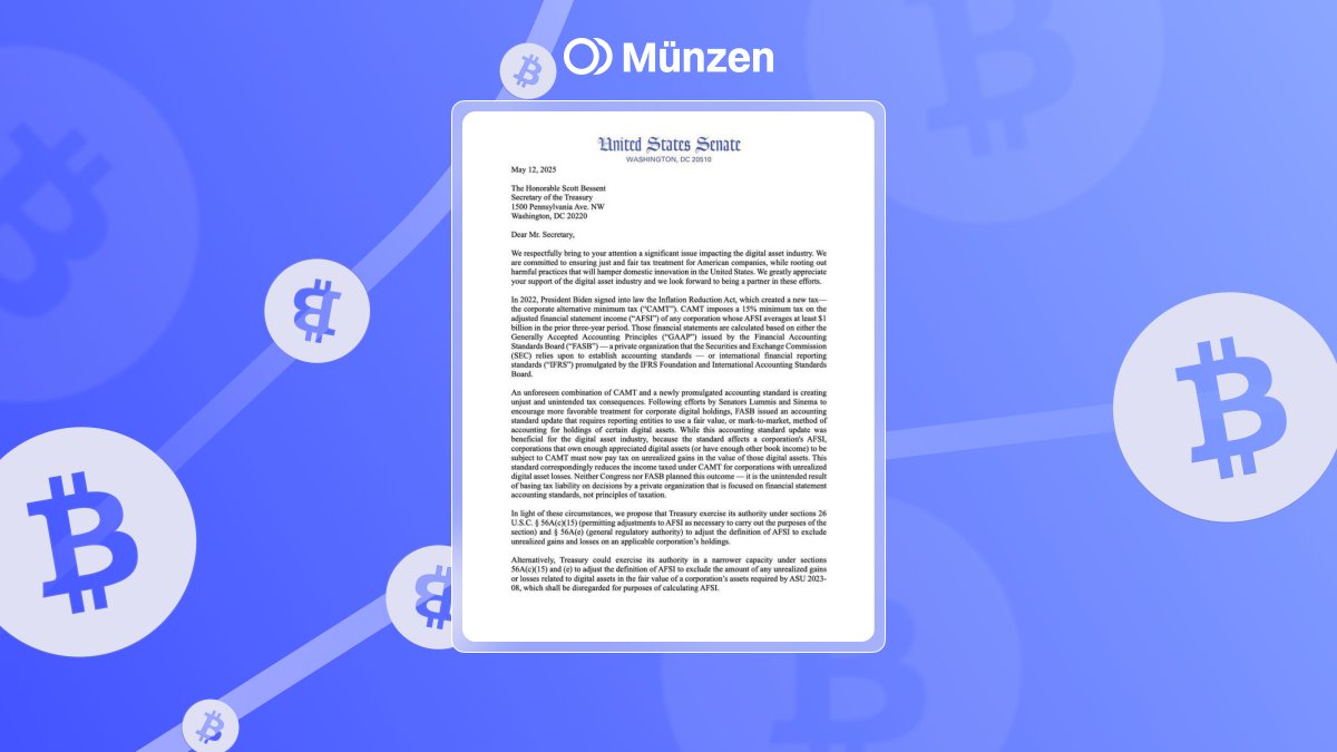 Senators Lummis and Moreno are asking the Treasury to cancel the CAMT tax on crypto profits that haven’t been cashed out yet. They say it slows down innovation and puts the U.S. behind in global competition.💭

#Münzen #Crypto #Bitcoin