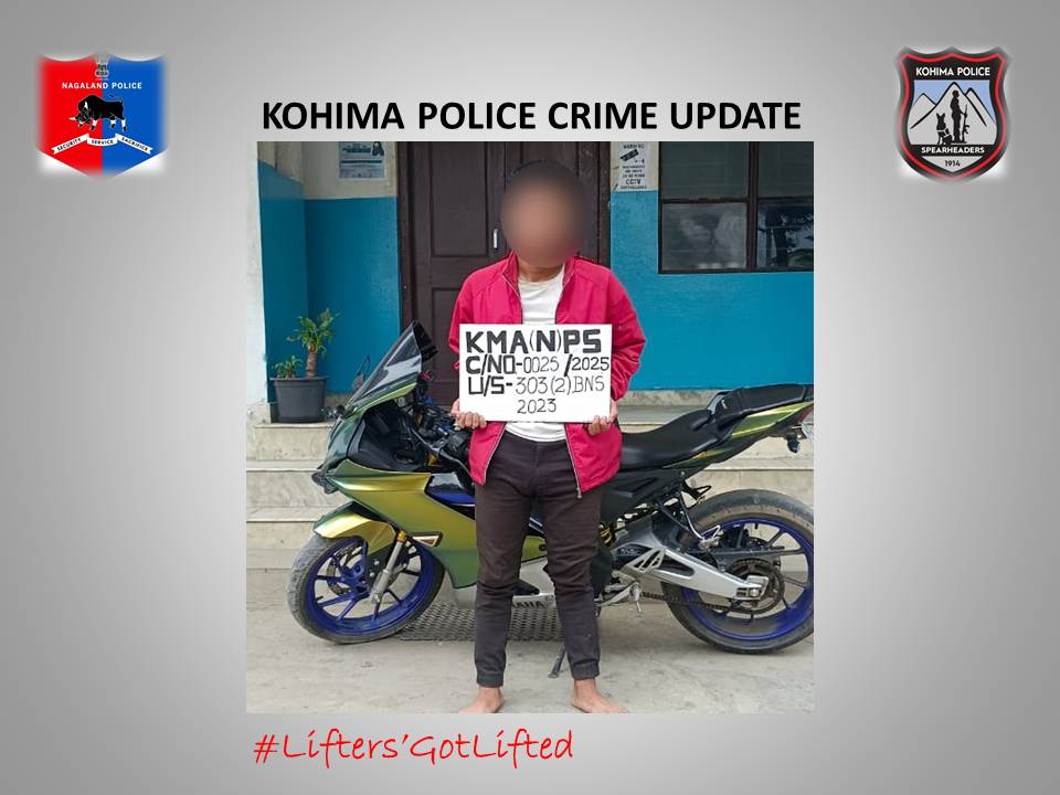 #SwiftJustice in Action!
On 12/05/2025, North PS team led by Dy. SP (Prob) Sara Tokiu acted fast on a stolen bike complaint, tracking &amp; nabbing the suspect from Pherima. 
Same day, Kma Pol recovered a missing vehicle from Razhü Point.
👏 Teamwork + tech = Safer streets!