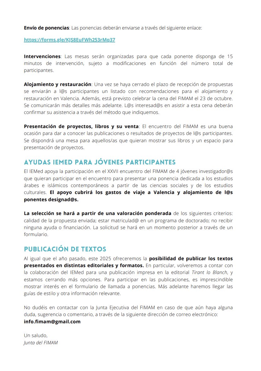 🗣️ ¡Llamada a ponencias para el XXVII encuentro del <a href="/foroFIMAM/">FIMAM</a>!
📍22, 23 y 24 de octubre de 2025 en Valencia.
Más información: