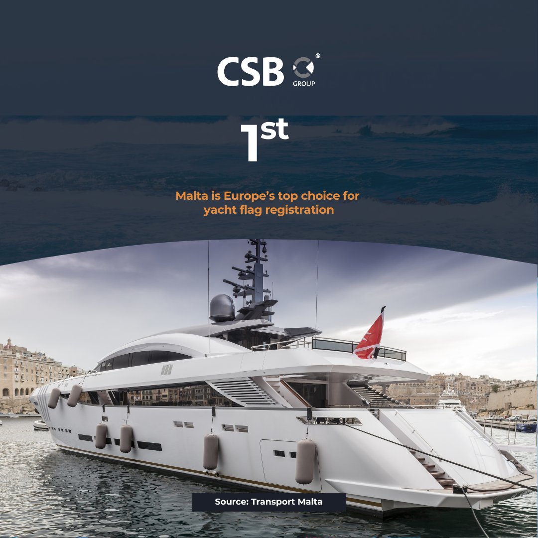 Did you know? 🌊 Malta is Europe’s top choice for yacht flag registration 🇲🇹

With tax benefits &amp; a strong maritime reputation, it’s a favourite among yacht owners.

CSB Group can help you register under the Malta Flag.
👉  csbgroup.com/yachting-servi…
.
.
.
#Yachting #CSBGroup