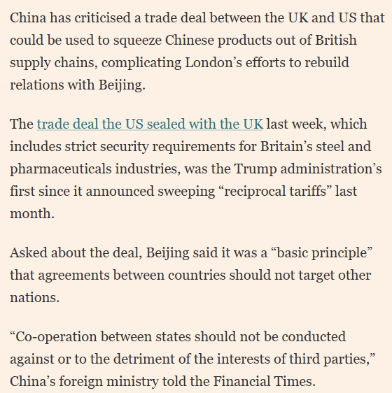 SpecialSitsNews's tweet photo. China criticizes UK/US trade deal: https://t.co/i7dT3KOGO4