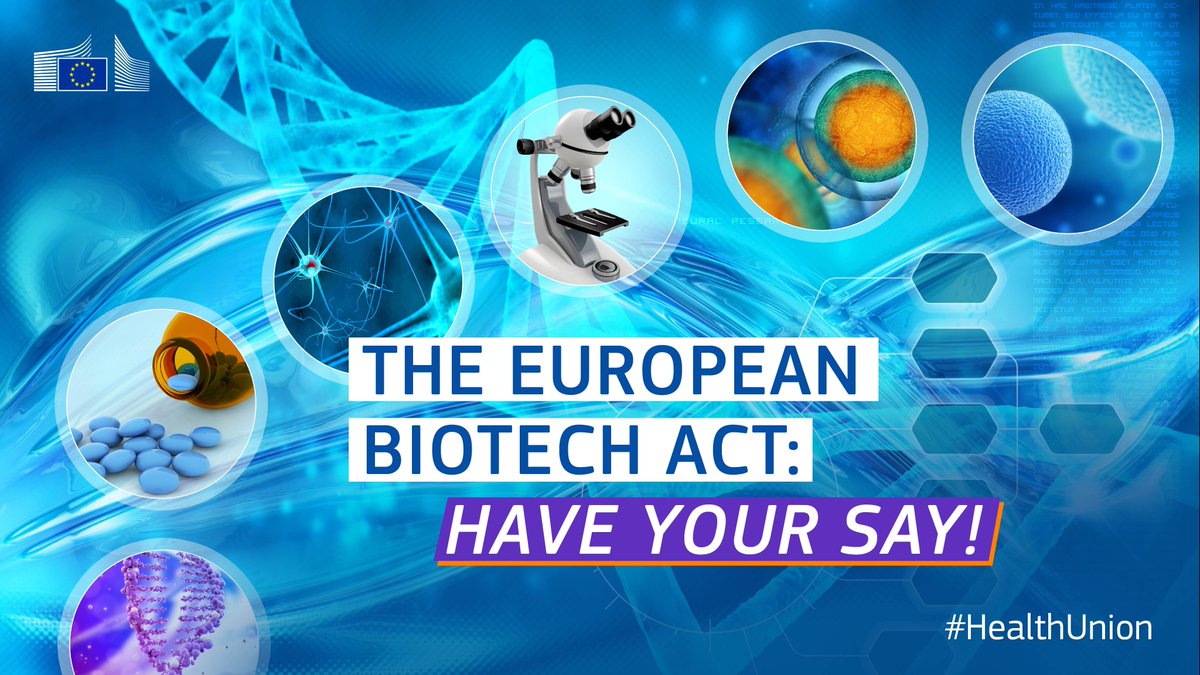 #HaveYourSay on the upcoming Biotech Act – which aims to unlock the full potential of EU's biotechnology sector. 
We are inviting all relevant stakeholders to share their input &amp; ideas on how the Act can meet the real needs on the ground.
Deadline: 11 June
europa.eu/!QjJ6cV