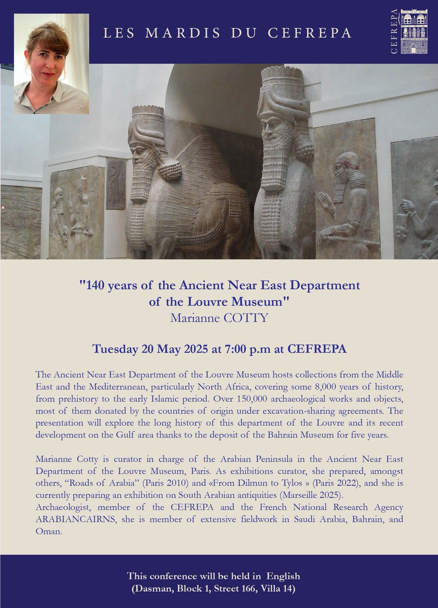 Join us Tuesday 20/05/2025 at 7:00 PM (Kuwait time) for a lecture with Marianne COTTY. This conference will be held in english at CEFREPA (Dasman, Block 1, Street 166, Villa 14)