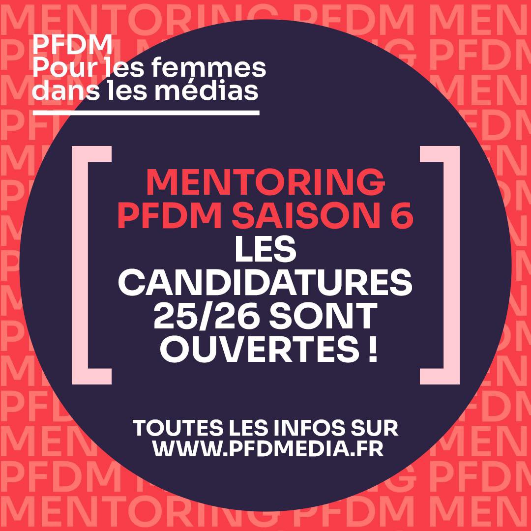 📣<a href="/PFDMedias/">PFDM #FemmesMedias</a> lance sa 6e promo de MENTORING SPÉCIAL FEMMES DE MÉDIA 📣

✅ Vous êtes une femme de média, vous vous posez des questions sur votre évolution professionnelle, vous souhaitez booster votre carrière, trouver de nouvelles perspectives, faire connaître vos compétences…