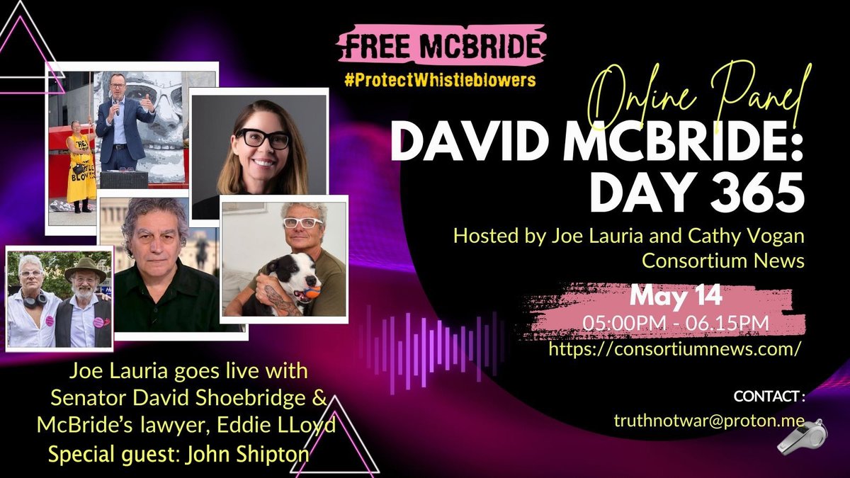 Consortium News (@consortiumnews) on Twitter photo Starting NOW:
'McBRIDE: DAY 365' live
Join the livestream with Senator <a href="/DavidShoebridge/">David Shoebridge</a>, McBride <a href="/MurdochCadell/">David McBride</a> & John Shipton.
youtube.com/watch?v=SlopFh… Starting NOW:
'McBRIDE: DAY 365' live
Join the livestream with Senator <a href="/DavidShoebridge/">David Shoebridge</a>, McBride <a href="/MurdochCadell/">David McBride</a> & John Shipton.
youtube.com/watch?v=SlopFh…