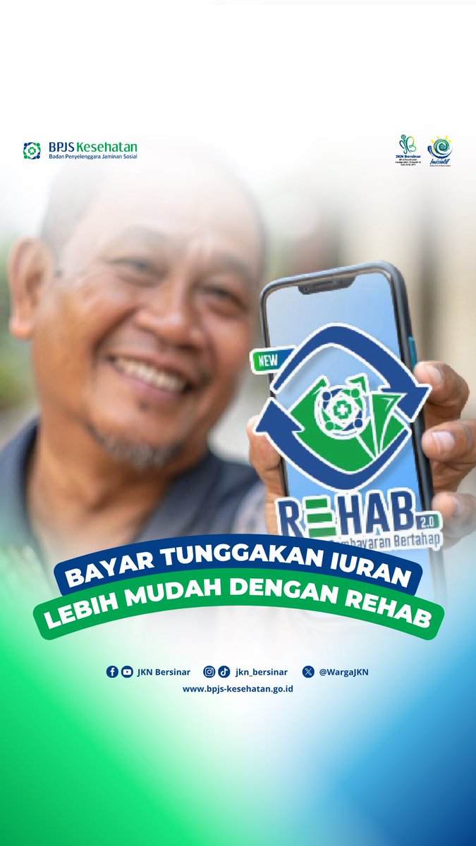 WargaJKN's tweet photo. Hai Sobat JKN Bersinar✨
Jangan biarkan tunggakan iuran JKN menghalangi akses sobat ke layanan kesehatan! Manfaatkan Program Rehab (Rencana Pembayaran Bertahap) sekarang dan cicil tunggakan sobat dengan mudah
#ProgramRehab
#NewRehab2.0
#IuranJKN https://t.co/cxY3NXOaiz