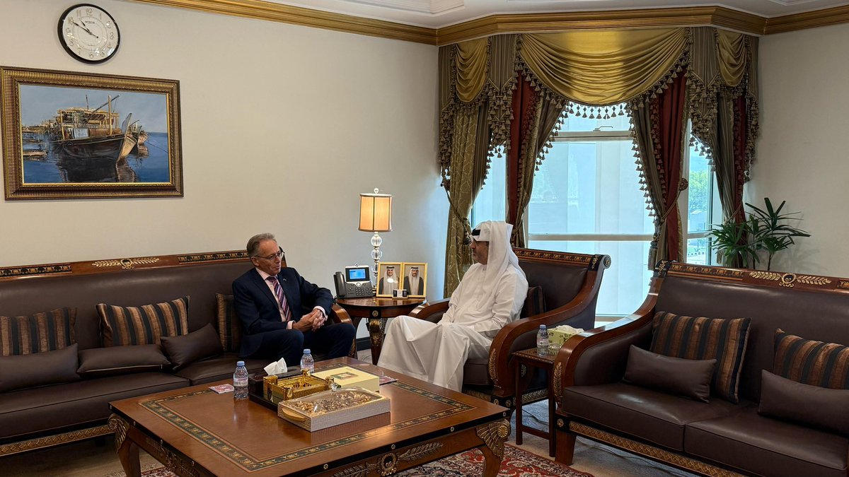H.E. Ambssador Ali bin Mubarak Al Khater welcomed in his office, H.E. Mr. Neil Hawkins, Ambassador of Australia to the Islamic Republic of Pakistan. They engaged in discussions on matters of mutual interest.