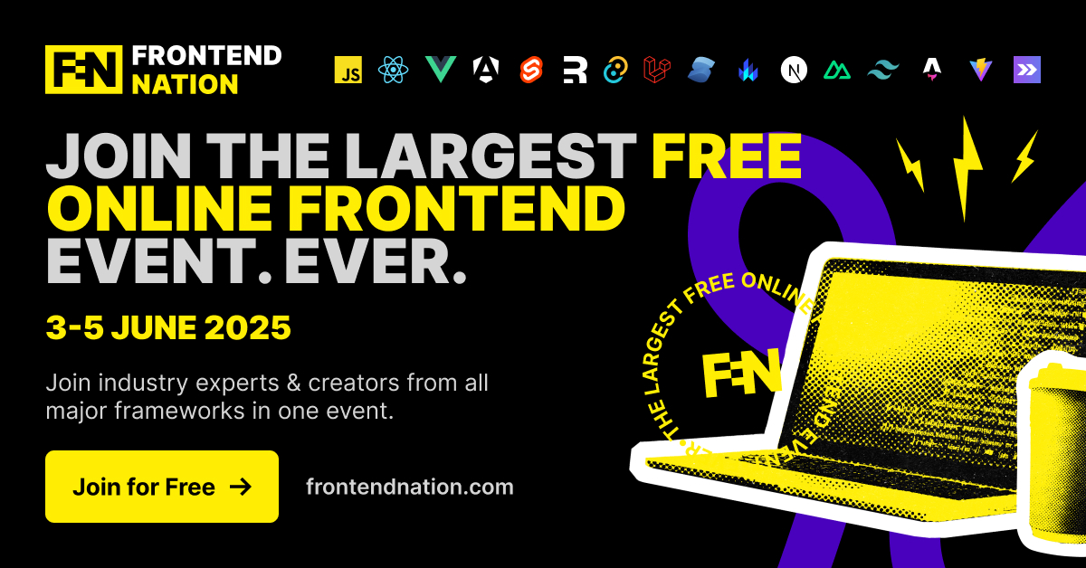 AngularAthens (@athensangular) on Twitter photo We are excited to support <a href="/frontendnation/">Frontend Nation</a> 2025 which is the ultimate online conference bringing together React, Angular, Vue, Devtools, AI, and more!
📅 June 3-5
📍Online & Free
🔗certificates.dev/angular?friend…
Join developers worldwide!
#FrontendNation #angularathens We are excited to support <a href="/frontendnation/">Frontend Nation</a> 2025 which is the ultimate online conference bringing together React, Angular, Vue, Devtools, AI, and more!
📅 June 3-5
📍Online & Free
🔗certificates.dev/angular?friend…
Join developers worldwide!
#FrontendNation #angularathens