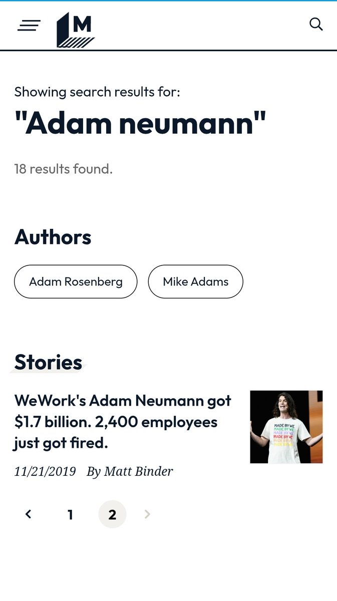 GG3000's tweet photo. Isn't it interesting that there is only one article about Adam Neumann on @mashable? https://t.co/o285lmC3m2