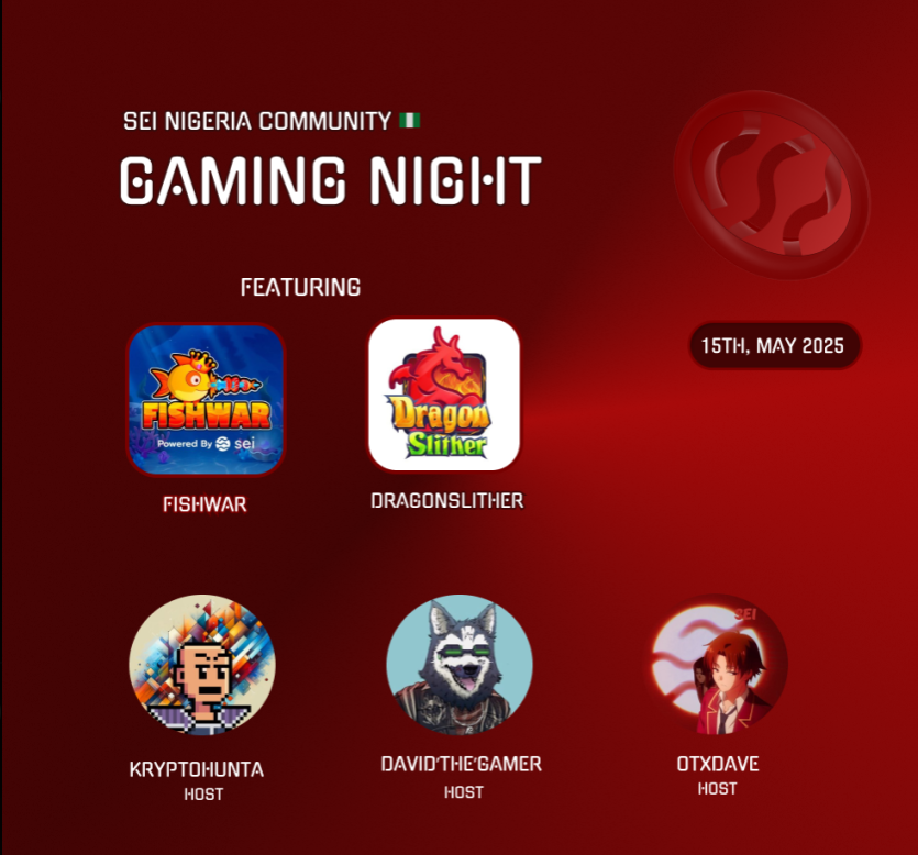 Krypto Hunta.sei (@kryptohunta) on Twitter photo Its games night once more!!!!!!
Come lets play, compete, and generally have fun once more as we go against each other on what is turning out to be the most interesting and much anticipating gaming community on <a href="/SeiNetwork/">Sei 🔴</a>!
We will be playing <a href="/FishWarOfficial/">Fishwar.io</a> and <a href="/Dragon_Slither/">Dragon Slither🐲</a> Its games night once more!!!!!!
Come lets play, compete, and generally have fun once more as we go against each other on what is turning out to be the most interesting and much anticipating gaming community on <a href="/SeiNetwork/">Sei 🔴</a>!
We will be playing <a href="/FishWarOfficial/">Fishwar.io</a> and <a href="/Dragon_Slither/">Dragon Slither🐲</a>