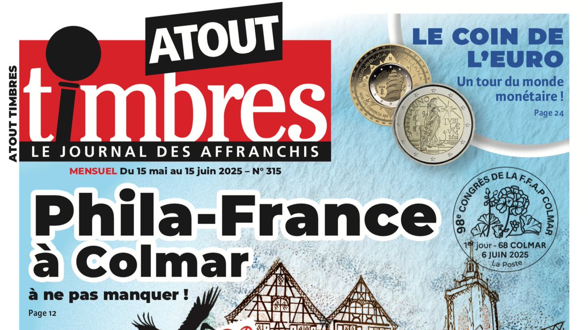[Atout Timbres] Le n°315 (15 mai - 15 juin) est dans les bacs ! Un numéro avec un dossier sur #PhilaFrance à Colmar, ses émissions philatéliques et le congrès <a href="/TimbresFFAP/">FFAP</a>, la viguerie épiscopale d'Andorre, le coin de l'Euro et les actu philatéliques. 
Bonne lecture ! #philatélie