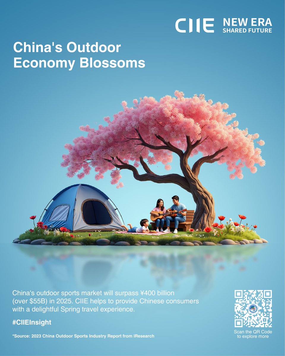 Spring is here, and so is China's outdoor economy boom! Demand for cycling, off-roading and camping gear is skyrocketing. According to 2023 China Outdoor Sports Industry Report from iResearch, the market is on track to hit ¥400 billiion (over $55B) by 2025.
At CIIE, cutting-edge