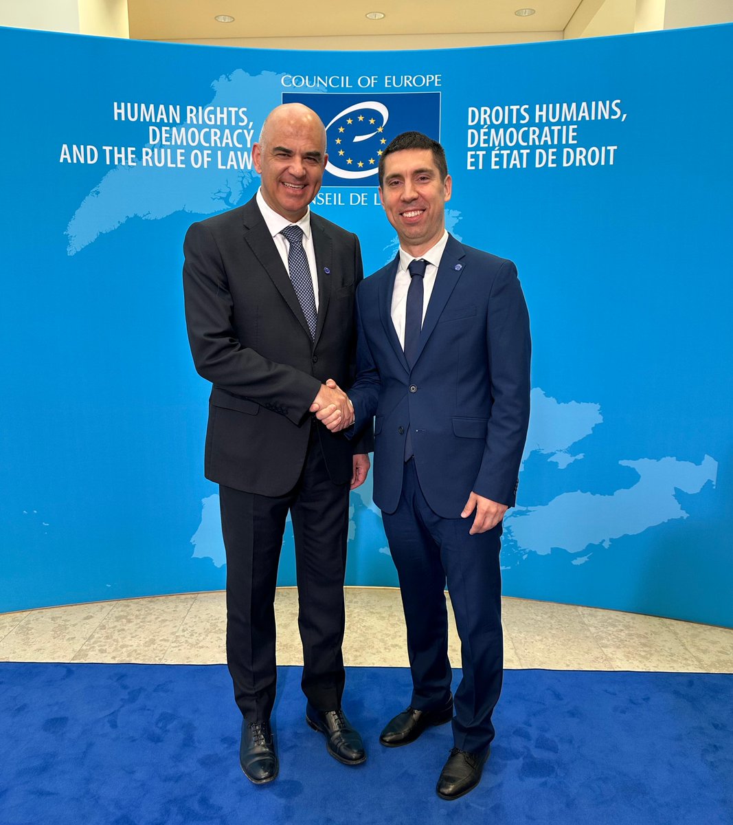 🇲🇩🇪🇺 Good meeting with CoE Secretary General <a href="/alain_berset/">Alain Berset</a> in Luxembourg. 

We discussed our strong cooperation with the Council of Europe and explored ways to further strengthen our dialogue on key issues for Moldova’s development.