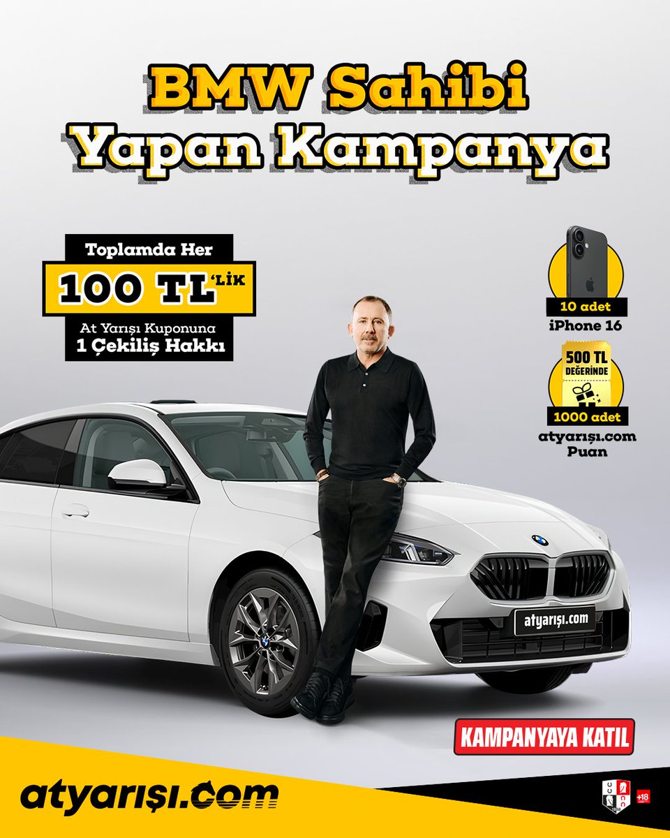 atyarisi (@atyarisicom) on Twitter photo BMW SAHİBİ YAPAN KAMPANYA
Toplamda Her 100 TL'lik At Yarışı Kuponuna 1 Çekiliş Hakkı!
Kampanyaya katıl butonuna basmayı unutma!
Kampanyaya Hemen Katıl --> atyrs.co/43cIEWf BMW SAHİBİ YAPAN KAMPANYA
Toplamda Her 100 TL'lik At Yarışı Kuponuna 1 Çekiliş Hakkı!
Kampanyaya katıl butonuna basmayı unutma!
Kampanyaya Hemen Katıl --> atyrs.co/43cIEWf