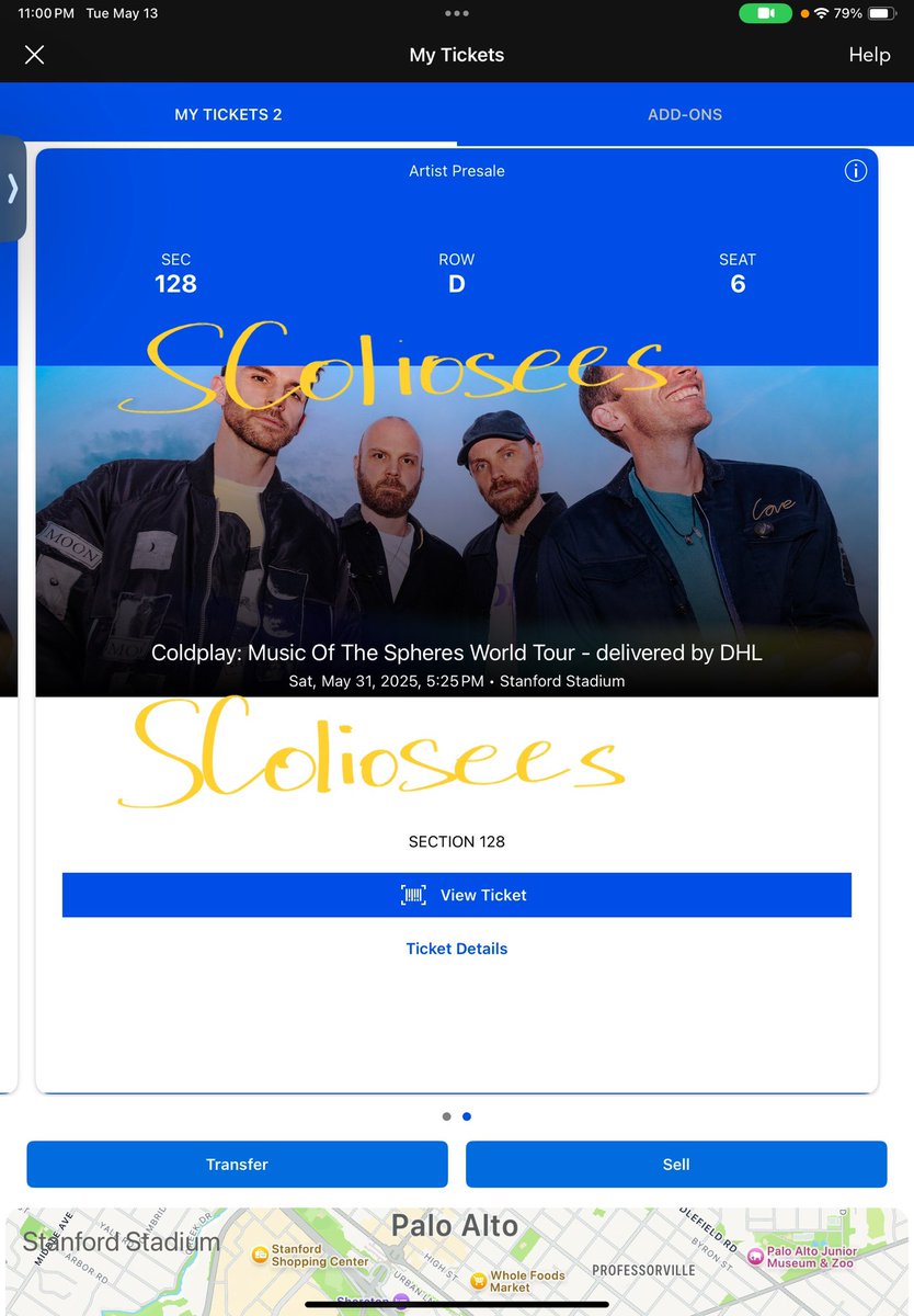 SColiosees's tweet photo. WTS URGENT!!!
 
selling one of my coldplay tickets for may 31 @ stanford

will be sold at RTP (fees included)

i will be going to the concert as well and will most likely be sitting next to each other🫣

pls check photo for more info or feel free to dm me if u have any questions https://t.co/0BJKEQjm4Z