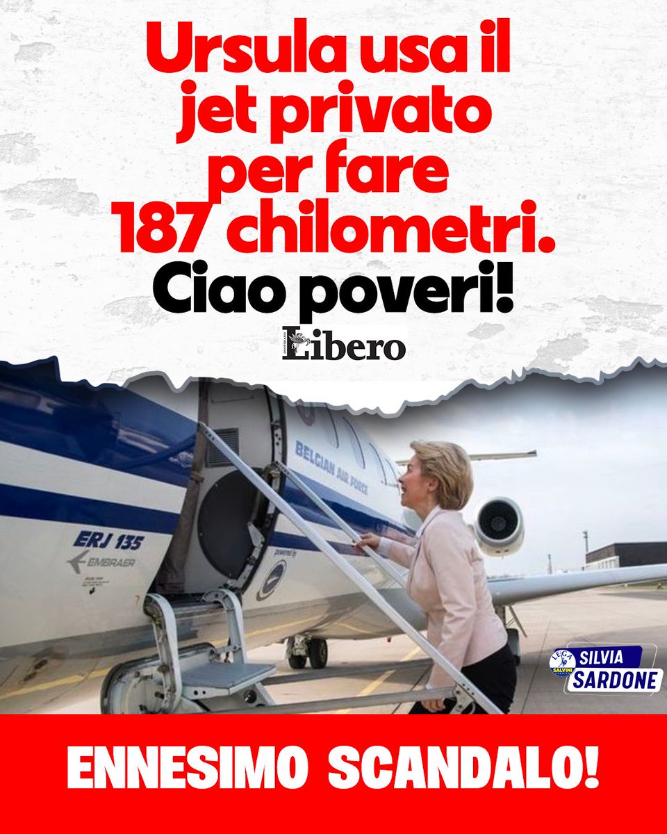 Mentre l'Ue impone il #GreenDeal, la presidente viaggia in aereo da Bruxelles a Lussemburgo. Altro che attenzione all'ambiente, Ursula è la regina dell'incoerenza! #vonderleyen #jet