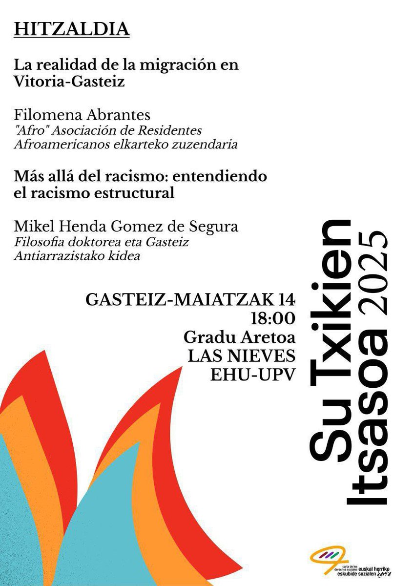 💥ADI‼️🔥 Su Txikien Itsasoa 2025 🔥

Kartak hurrengo erronkei heldu nahi die; krisi klimatikoa, gerrak, politika migratorioak eta oldarraldi erreakzionarioa. Horretarako hitzaldi ezberdinak antolatu ditu maiatzean zehar hiriburu ezberdinetan

GAUR Bilbon eta Gasteizen‼️