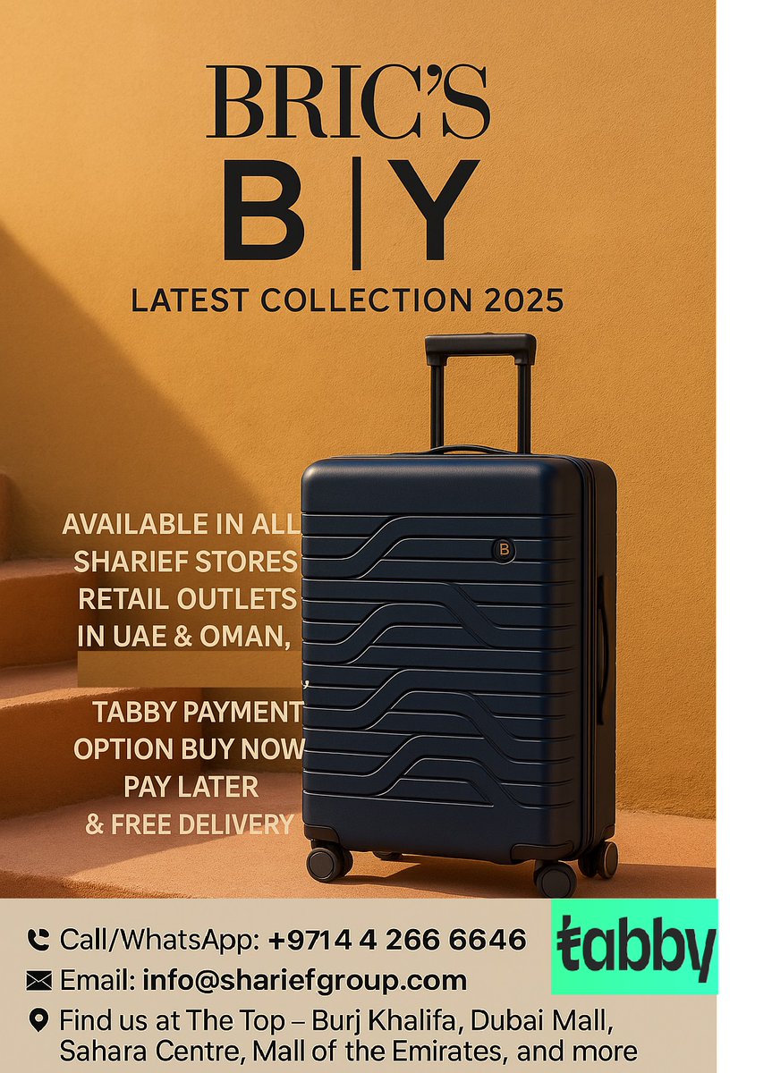 shariefstores's tweet photo. Upgrade your travel game with the all-new BRICS  2025 Collection!
🧳✈️ Aailable at SHARIEF STORES UAE &amp; Oman Outlets

✅ FREE Delivery
✅ Tabby (Buy Now, Pay Later)
✅ Best Prices in the region!
DM or WhatsApp +971 4 266 6646 to reserve yours today!
info@shariefgroup.com https://t.co/2kzyXMvFH9