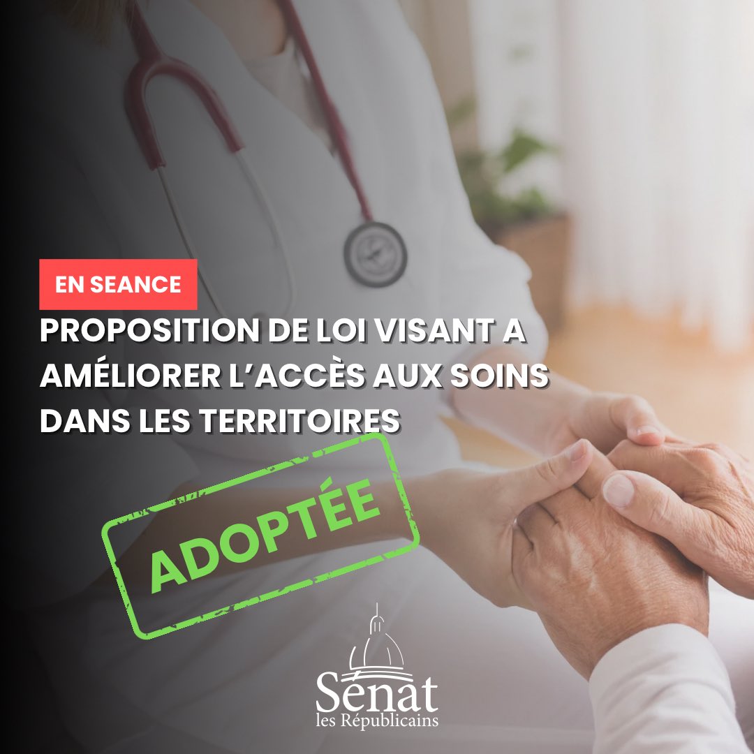 Les Républicains Sénat (@lesrep_senat) on Twitter photo ll est inadmissible qu’en 2025, des Français soient contraints de renoncer à se soigner faute de médecins dans leur département.
C’est pourquoi <a href="/lesRep_Senat/">Les Républicains Sénat</a> ont porté une proposition de loi ambitieuse pour améliorer l’accès aux soins sur tout le territoire.
Adopté cette nuit à ll est inadmissible qu’en 2025, des Français soient contraints de renoncer à se soigner faute de médecins dans leur département.
C’est pourquoi <a href="/lesRep_Senat/">Les Républicains Sénat</a> ont porté une proposition de loi ambitieuse pour améliorer l’accès aux soins sur tout le territoire.
Adopté cette nuit à
