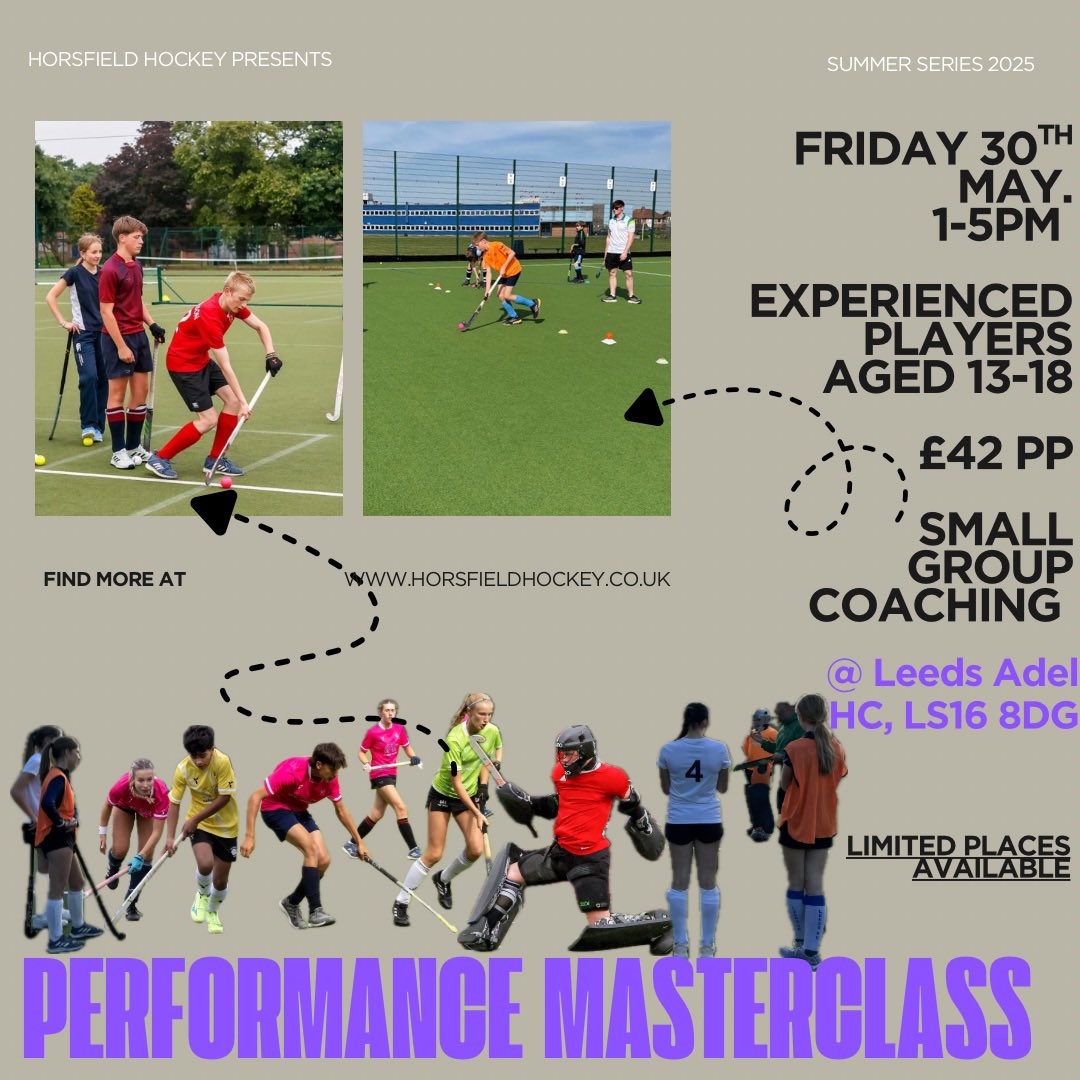 Looking forward to our performance masterclass at the end of this month hosted at <a href="/LeedsAdelHC/">Leeds Adel Hockey Club</a> . Book via our website! 
<a href="/leedshockeyclub/">Leeds Hockey Club</a> <a href="/WakefieldHockey/">Wakefield HC</a> <a href="/BenRhyddingHC/">@BenRhyddingHC</a> <a href="/sheffieldhc/">Sheffield HC</a> <a href="/ScarboroughHC/">Scarborough Hockey</a> <a href="/ScarColl_DOS/">Scarborough College Sport</a> <a href="/SportStPeters/">ST PETERS SPORT</a> <a href="/HockeyHarrogate/">Harrogate Hockey</a> <a href="/RotherhamHC/">Rotherham HC</a> <a href="/LindumHockey/">Lindum Hockey Club 🏑</a> <a href="/KUHHC/">Kingston Upon Hull Hockey Club</a>