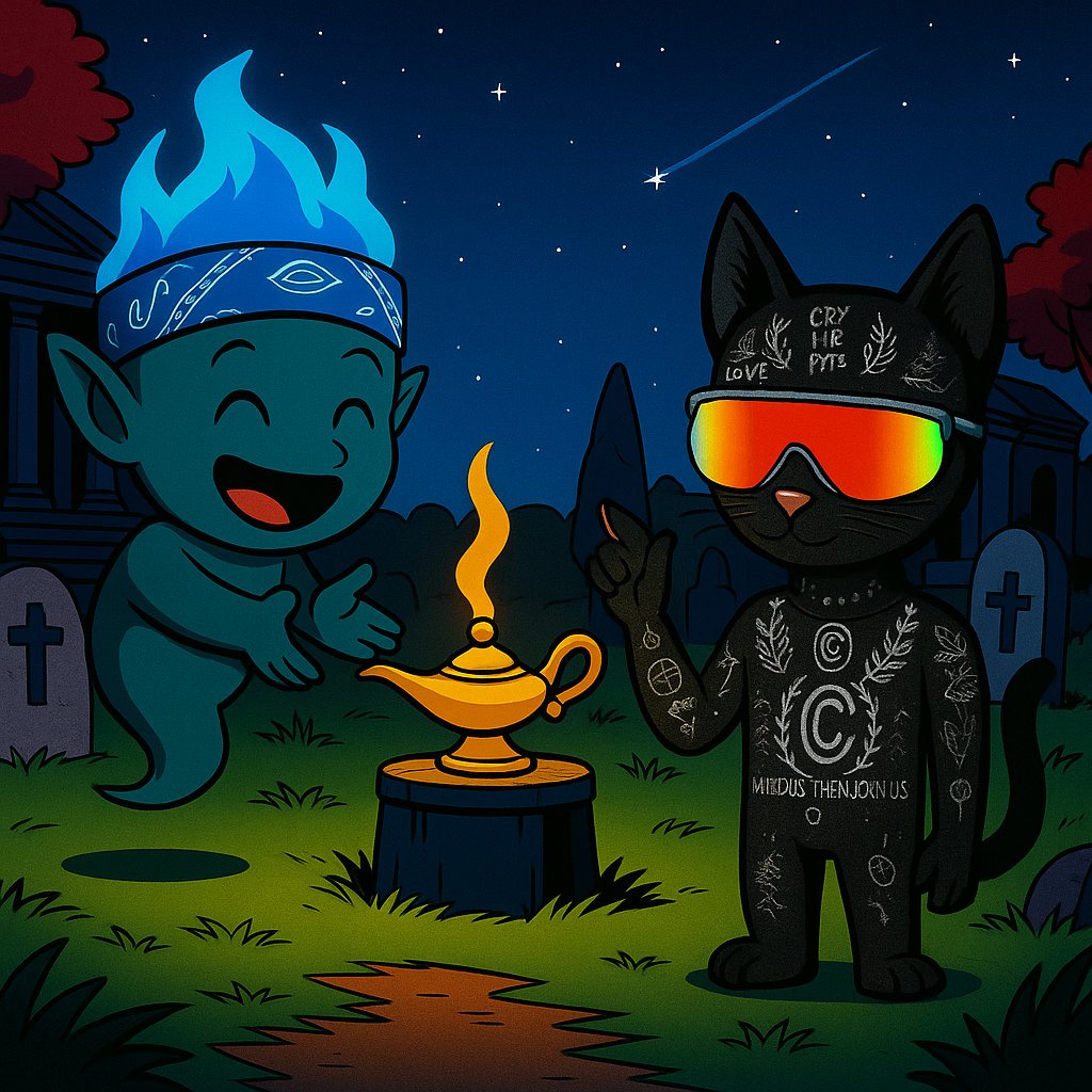 We pass the lamp to <a href="/CTxNOMOZ/">CRYPTO TATS by NOMOZ</a> , inviting their community to awaken the power within.

All Crypto Tats holders can mint during Phase One (FCFS) of the OGenie mint — May 14, 6PM EST. 

Mint: 0.05 ETH | Chain: Ethereum
Mint site: ogenie.ogtriple.com

Join our Discord &amp; claim