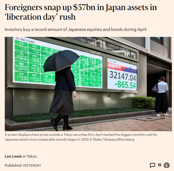 π¨ BREAKING : Investitori stranieri acquistano beni giapponesi per 57 miliardi di dollari, il massimo in 20 anni! π¨π¨