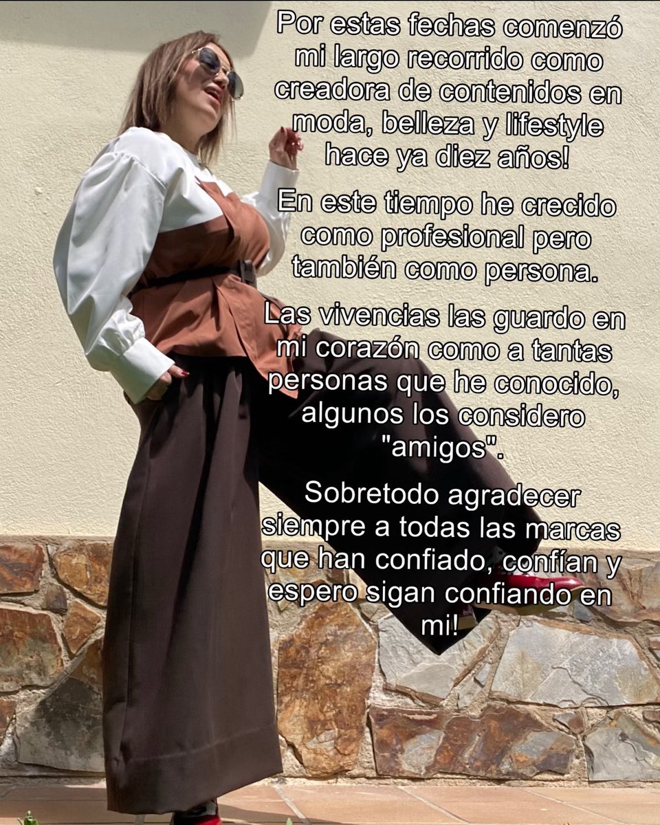 Diez años como creadora de contenidos en rrss. Un camino lleno de aprendizaje y crecimiento personal y profesional.

No he perdido la ilusión y por supuesto, seguiré cumpliendo sueños!

Agradecer a las marcas que confiaron, confían y seguirán confiando en mi
#celebro #agradecida