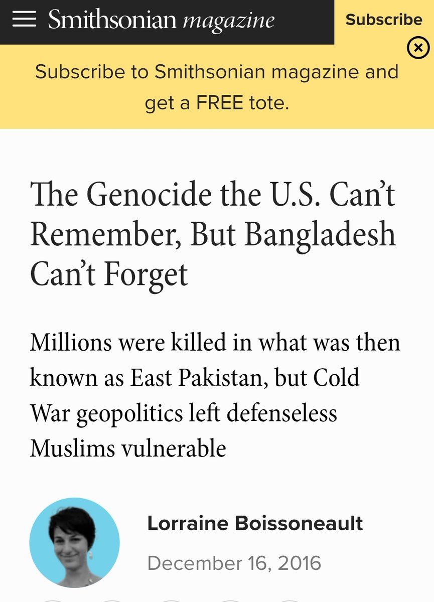 3 million killed. 400,000 women systematically raped to dilute Bengali and Hindu influence. 

There were rape centres. The UN had to fund an emergency abortion programme in the aftermath.

It was committed by West Pakistan. That's you guys.

Are you not aware of your own history?