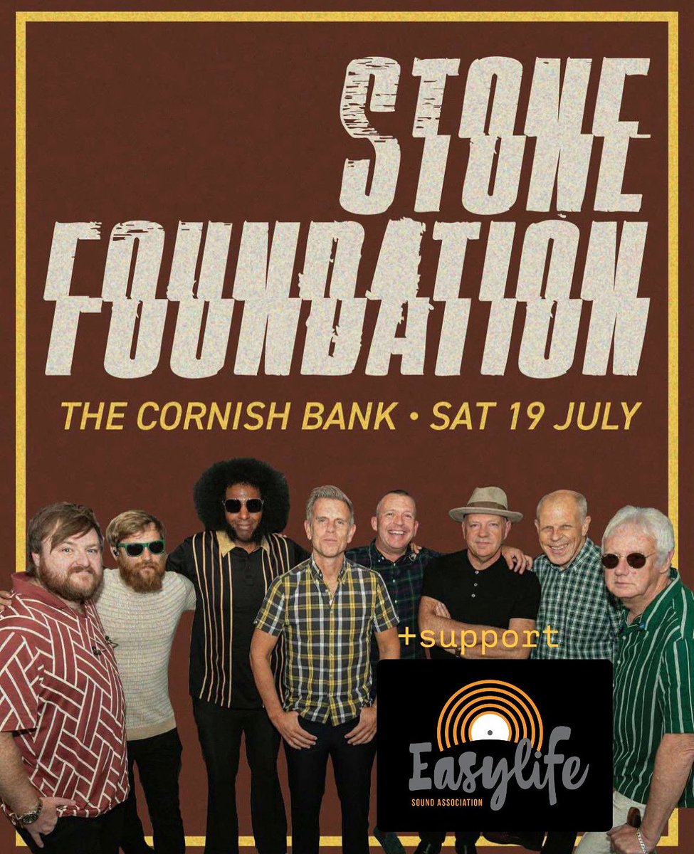 We’re playing a very special summertime gig in Falmouth, Cornwall The Cornish Bank July 19th
Support from Easylife Sound Association 

Grab your tickets now at stonefoundation.co.uk