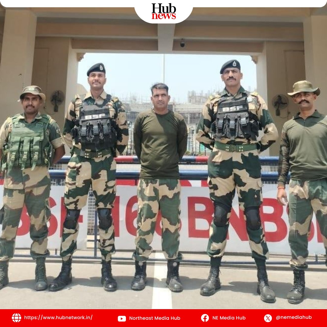 nemediahub's tweet image. BSF Jawan Purnam Kumar Shaw, who had been in the custody of Pakistan Rangers since April 23, 2025, handed over to India: BSF

#news #newstoday #HubNews #BSF #PurnamKumarShaw #IndiaPakistan #BorderSecurity