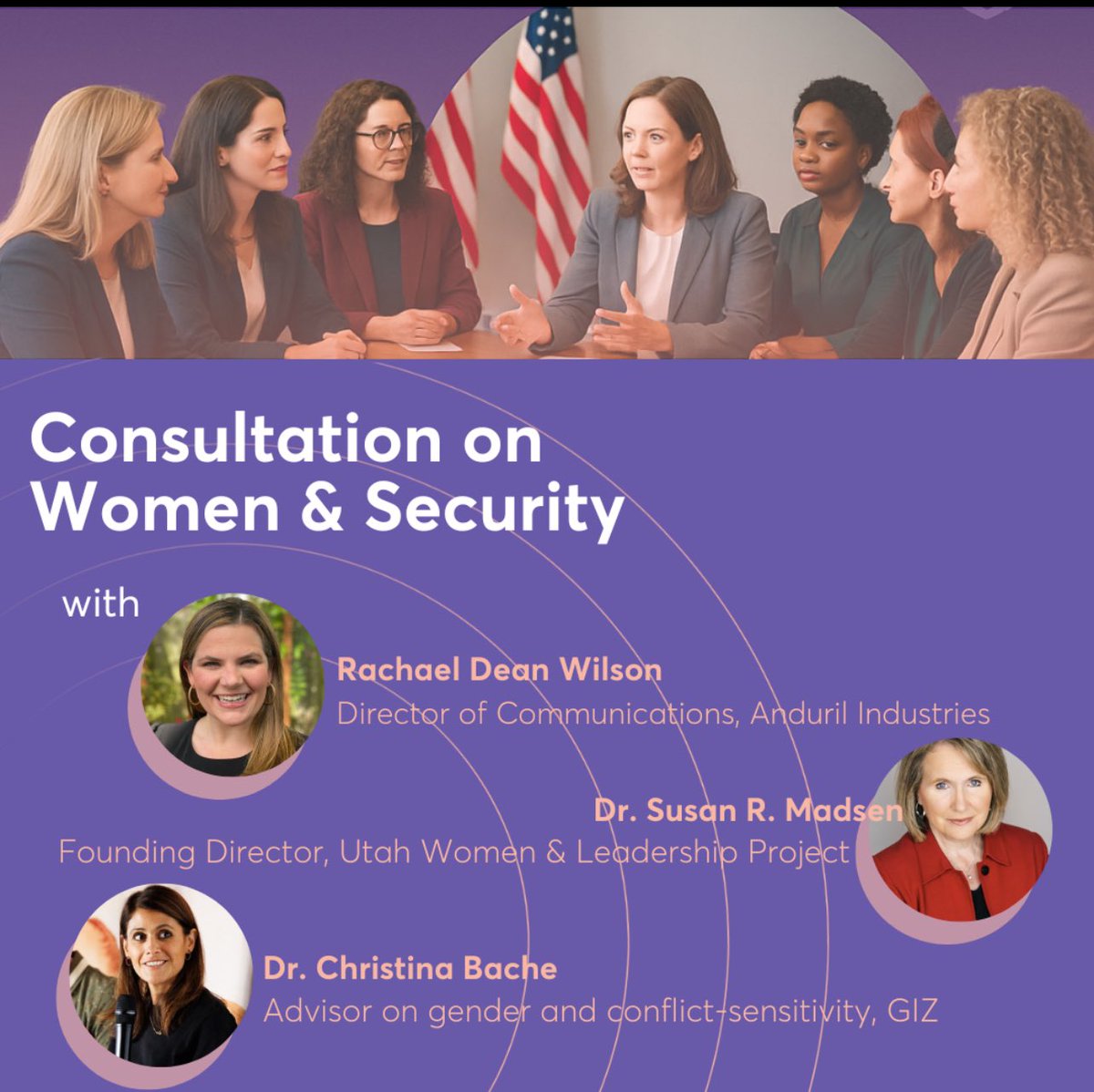 WIIS Brussels (@wiisbrussels) on Twitter photo 🎙️ Join WIIS Brussels online on 21 May at 18:30 CET for a Consultation on Women & Security Featuring female security experts from the USA 🇺🇸 :
Rachael Dean Wilson, Dr Susan Madsen & Dr Christina Bache
📩 WIIS members only – RSVP by 19 May: info@wiis-brussels.org
#WIISBrussels 🎙️ Join WIIS Brussels online on 21 May at 18:30 CET for a Consultation on Women & Security Featuring female security experts from the USA 🇺🇸 :
Rachael Dean Wilson, Dr Susan Madsen & Dr Christina Bache
📩 WIIS members only – RSVP by 19 May: info@wiis-brussels.org
#WIISBrussels