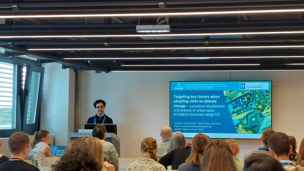 UPSURGE (@upsurge_h2020) on Twitter photo At <a href="/EGU2025/">egu</a> Simón Elliott Díaz from Antwerp University #UPSURGE partner shared insights on using causal-loop diagrams to tackle urban climate challenges part in the session titled Nature-Based Solutions for Climate Change Adaptation: From Concept to Action meetingorganizer.copernicus.org/EGU25/session/… At <a href="/EGU2025/">egu</a> Simón Elliott Díaz from Antwerp University #UPSURGE partner shared insights on using causal-loop diagrams to tackle urban climate challenges part in the session titled Nature-Based Solutions for Climate Change Adaptation: From Concept to Action meetingorganizer.copernicus.org/EGU25/session/…
