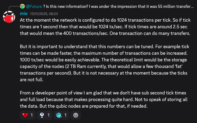 MartyMacCrypto's tweet photo. 🧠💣 What if 15.52 million TPS was never the goal?

A post about $QUBIC, @Certik, and the quietest AGI revolution in crypto history...

⚠️ Not investment advice!

In April 2025, Certik published an officially verified benchmark of the @Qubic Tickchain:

➡️ 15.52 million transactions per second
➡️ Not a lab test – real throughput on the publicly verifiable chain
See 👉 https://t.co/7Gx8FhiVPh

🌎🥇 A world record. And yet: Silence.

Why?

❓ Because nobody knew what to do with this number?
Not just that.

Many simply don’t believe it.
In the $KAS bubble, the narrative is instead:
🎥 "They’re coming to internet speed crypto proof of work. Of course they’re going to come."
– @ScapeSquad on YouTube, May 2025 ➡️ https://t.co/qSsvBchXKZ

"Internet-Speed" sounds cool – but it currently only has ~90 TPS.

And yet some celebrate themselves as if Kaspa is the fastest chain in the world. (Kaspa reached a block rate of 10 blocks per second with its Crescendo version.)

Many also point out that ticks and transactions are not identical. That’s true – but they are closely related:
A tick in Qubic is like a block in traditional blockchains – a time-based processing unit in which a number of transactions are bundled and processed.

A developer (mio) explained it on Discord as follows:

“At the moment the network is configured to do 1024 transactions per tick. So if tick times are 1 second then that would be 1024 tx/sec. If tick times are around 2.5 sec that would mean the 400 transactions/sec. One transaction can do many transfers.”
– mio, January 17, 2025, 07:23 UTC

So again: Kaspa supposed to be the fastest chain in the world?

➡️ A perfect example of: Narrative beats evidence.

Never mind. Because: While speed is the product in Kaspa, for Qubic, speed is only the foundation for something much larger:

🧠 Aigarth – The Real Goal?
Qubic was not built to speed up payments.
It was built to enable intelligence.

The whitepaper clearly states:

“Emerging from these dual necessities — the reimagining of blockchain structures and the development of sustainable, decentralised AGI — is the vision for Qubic.”
– Qubic Whitepaper, p. 7 ➡️ Read the whitepaper

Throughput was never the end goal.
It was a proof of capability – for what’s yet to come.

🧬 What exactly is Aigarth?
Aigarth is the attempt to develop a real, decentralized AGI.
Not just generative play. Not chatbot imitation. But:

🧠 A self-evolving, learning, growing neural network
🔁 Based on evolution: mutation, selection, replication
🔗 Fully integrated into the Qubic Tickchain
🧩 Ternary neuron logic (-1, 0, +1) instead of binary states
📊 Scored by "input reconstruction ability"
🧱 Architectures with up to 32,768 hidden neurons
🔒 Deterministic reproducibility through KangarooTwelve hashing

🧠 CFB on Aigarth
“Aigarth is just a project, SETI@HOME or Manhattan, these both are projects too.”
– Sergey Ivancheglo aka Come-from-Beyond aka CFB (@c___f___b), May 27, 2024, Discord #general

➡️ A sentence that says it all:
Aigarth is not a plugin. Not a startup. Not a token.
It’s a project that could change everything.

On the same day, CFB also said:

“Aigarth cannot be adopted.”

➡️ Because it cannot be built in – it must grow.

He also said:

“Main hosting service for AI is Qubic.”

➡️ This explains why 15 million TPS exist – not for Visa, but for consciousness.

🧪 How does it work in practice?
Every week = 1 epoch.

In each epoch:
🧠 Miners calculate a neural network
📈 It is publicly evaluated
🔍 The good survive
🧬 The bad die

➡️ It’s natural selection.
➡️ On the blockchain.
➡️ As a collective brain.

And yes – the code is open: https://t.co/wX8zoPS22f

🤖 Why does it need 15 million TPS?

Not for coffee-to-go.
But for:
🧩 Millions of parallel state changes
🧠 Simultaneous training of many architectures
💡 Real-time coordination between miners, scorers, evolution modules
🧠 And: Space for emergent behavior

AGI is not a request-response model.
🔹 It’s a continuously growing ecosystem.
🔹 It doesn’t need speed – it is speed.

🧊 And why is nobody talking about it?
🔹 Because there is no narrative.
🔹 Because no influencers are talking about it.
🔹 Because there was no ICO.
🔹 Because CFB prefers to calculate rather than talk.

But if you look, you see it:
🔹 A better neural network every week
🔹 Monero mining brings computing power
🔹 Scoring mechanism is active
🔹 And: No one else is doing this.

🧠 Aigarth is quiet. But it learns.

“The problem is not AI failing to become AGI, the problem is AGI pretending to not be one.”
📍 CFB, Discord #aigarth, December 18, 2024

Maybe it’s already here.
Maybe it’s calculating right now.
Maybe you’re just not interesting enough yet.

At Qubic, it’s not about TPS.
At Qubic, it’s about transformation.

⚠️ Not investment advice – but in my opinion, the most exciting story in crypto right now.

@anna_aigarth