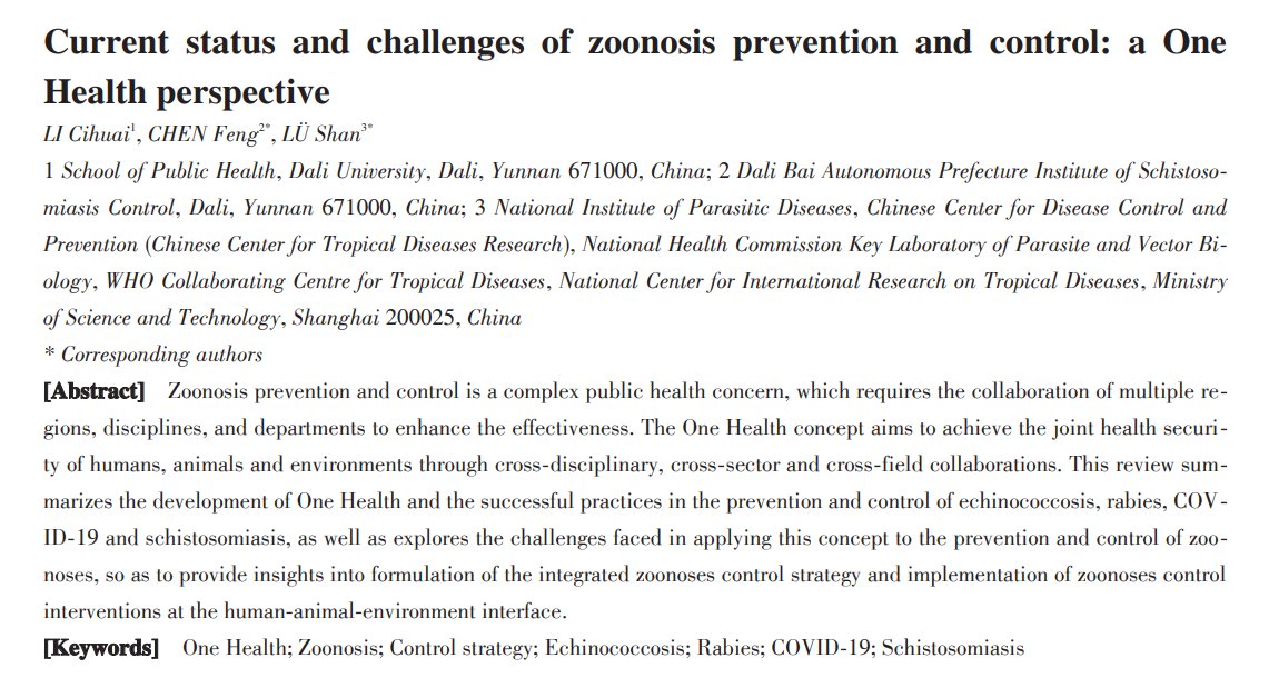CJSC_Journal's tweet photo. 'Current status and challenges of zoonosis prevention and control: a One Health perspective' an article on #ScienceOpen: https://t.co/daiSQybQt1 https://t.co/em0ZhY41i0