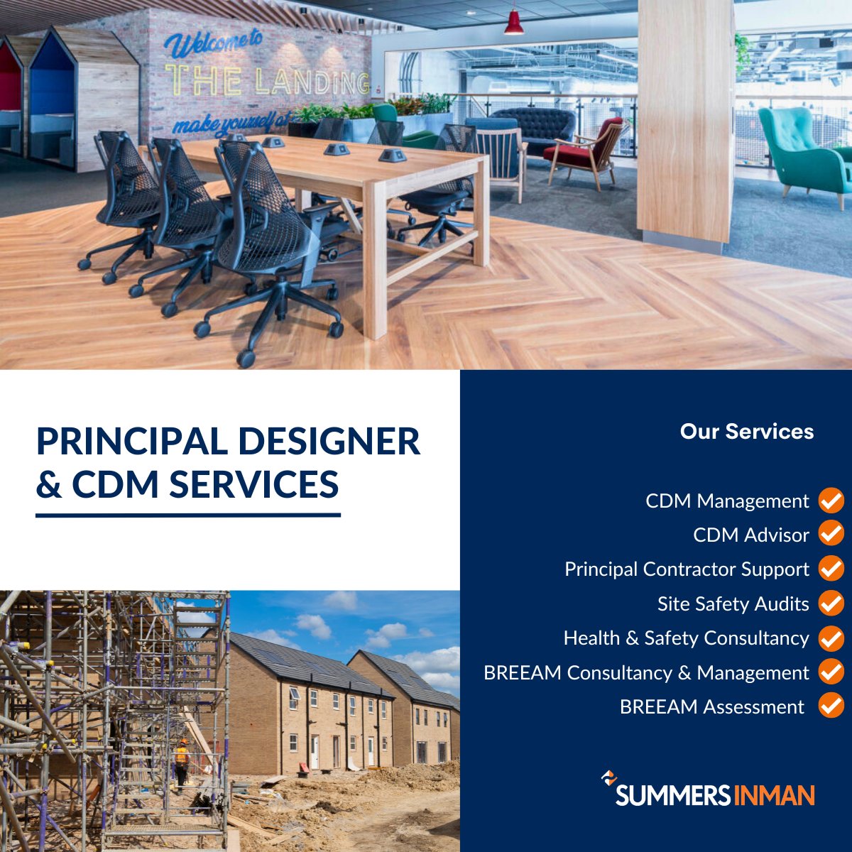 #SummersInman #PrincipalDesigner &amp; #CDM Advisory services #enhancesafety &amp; #managerisk across various sectors. Our expert team ensures #compliance #designsafety &amp; #environmental performance with #tailoredsupport from #CDMmanagement to #BREEAM consultancy. bit.ly/3BKKFtp