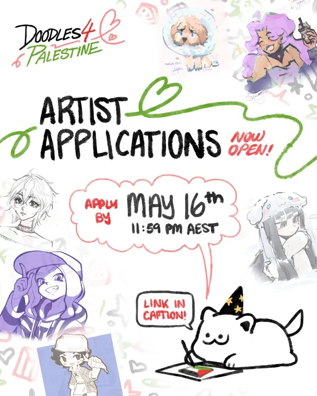 🇵🇸 PLEASE RT ‼️‼️‼️

doodles4palestine is once again looking for volunteer artists to draw small sketches in exchange for donations!

sign up here: docs.google.com/forms/d/e/1FAI…