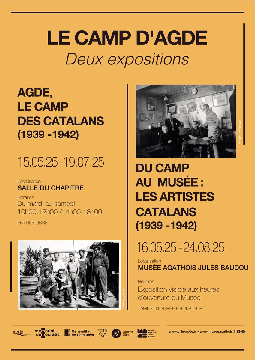 F Carles Pi i Sunyer (@fund_pisunyer) on Twitter photo Inauguració de l'exposició: Agde, el camp dels catalans 1939-1942)
Dijous 15 de maig, 11 h. Salle du Chapitre. 12 Rue Louis Bages, Agde.
pisunyer.org/la-fundacio/bl… Inauguració de l'exposició: Agde, el camp dels catalans 1939-1942)
Dijous 15 de maig, 11 h. Salle du Chapitre. 12 Rue Louis Bages, Agde.
pisunyer.org/la-fundacio/bl…