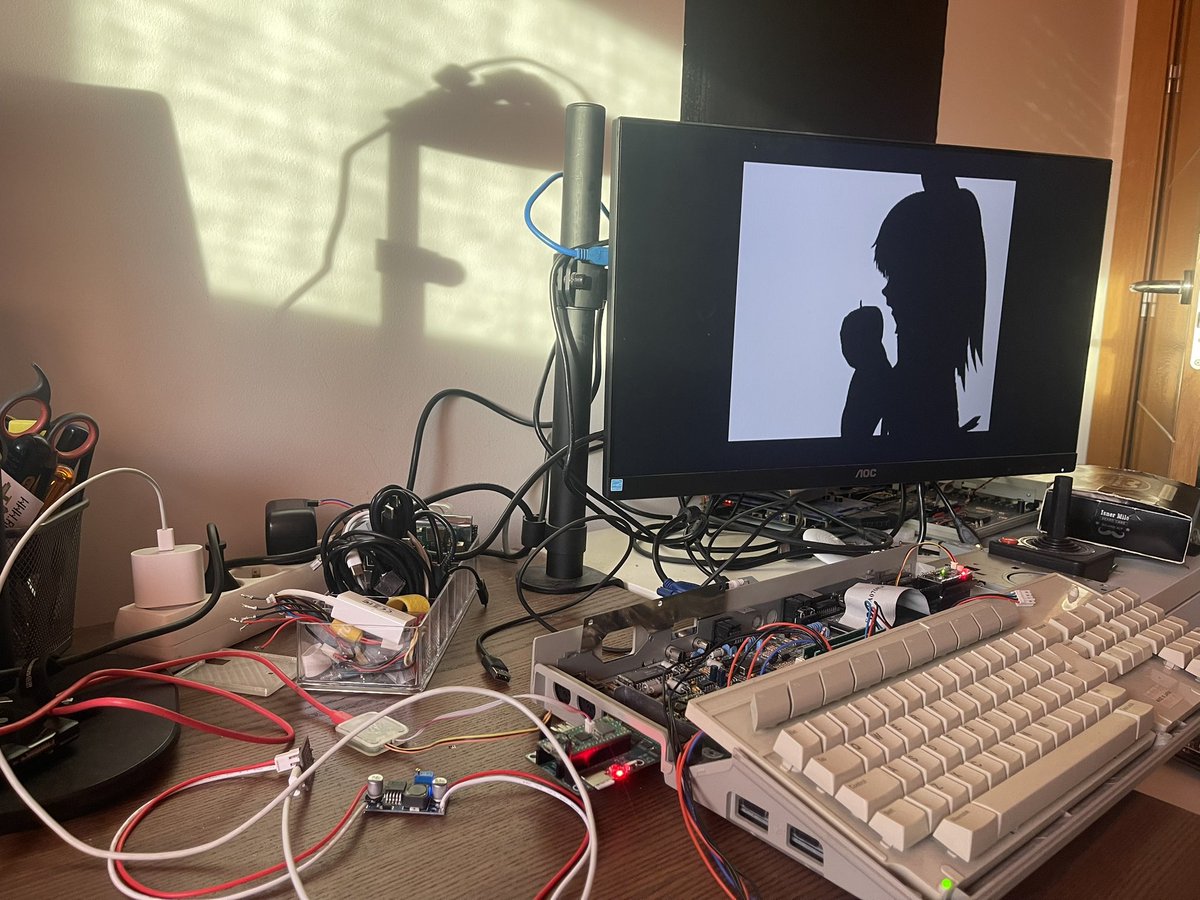 This is my “safe electroshock setup”. I know this might sound a bit ridiculous, but I’ve been shocked multiple times by the PSU while reaching for the reset button on my Atari ST during development for the Multidevice and ROM emulator.

I’m no Rafael Nadal when it comes to