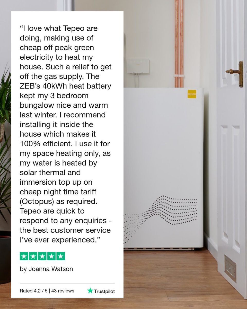 💬"Such a relief to get off the gas supply…”
We love hearing stories like Joanna’s 💚

From using cheap off-peak green electricity to heating her home efficiently - this is what the ZEB is all about.

#HeatBattery  #LowCarbonLiving #CleanEnergy