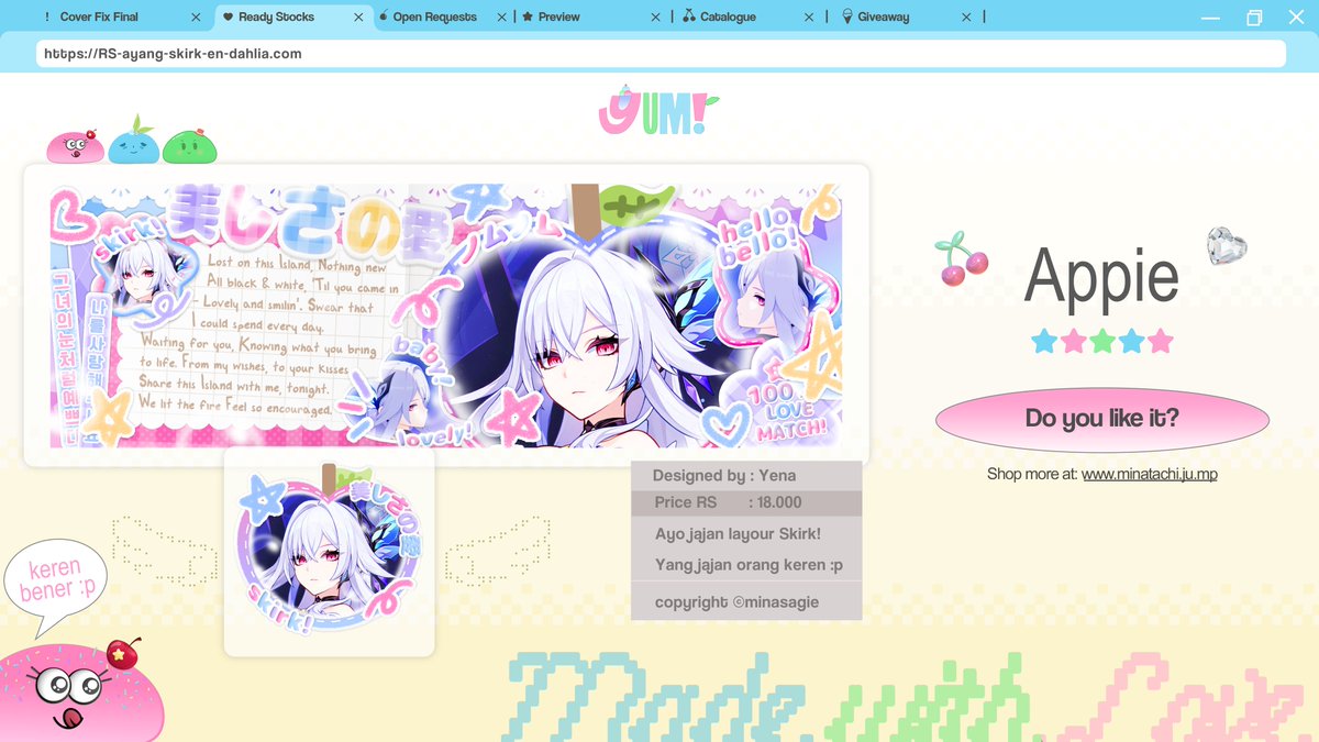 minasagie's tweet image. any interaction is appreciated 🍨

HALOOO! Mina &amp;amp; Yena ada layout Skirk &amp;amp; Dahlia dari drip marketing nihh :3 layoutnya bisa ditake jam 17.00 WIB WITHOUT fee book ya 🩷 

#zonauang #zonajajan #zonaba